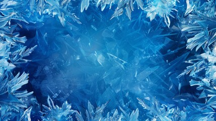Detailed frosty winter background with snowflakes and icy texture