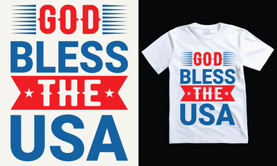 Fototapeta premium God bless the usa T-Shirt Design, USA Independence Day Typography