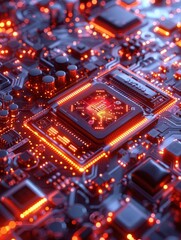 Fototapeta premium The future is now. The new AI chip is blazing fast and powerful. It can do anything you can imagine.