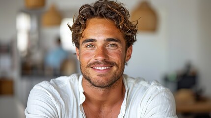 Obraz premium portrait of smiling man with crossed arms on white background
