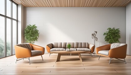 "Contemporary Office Lounge: 3D Rendering of Comfort and Style"interior, room, furniture, sofa, table, house, design, living, office, waiting room