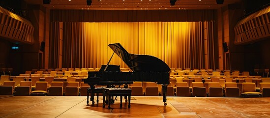 piano on stage for solo concert