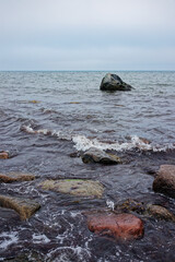 Natural beach on the Staberhuk cliffs, Fehmarn Island, Baltic Sea, Germany.