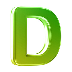 Letter D uppercase . 3D render gradient letter