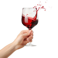 hand and glass of red wine