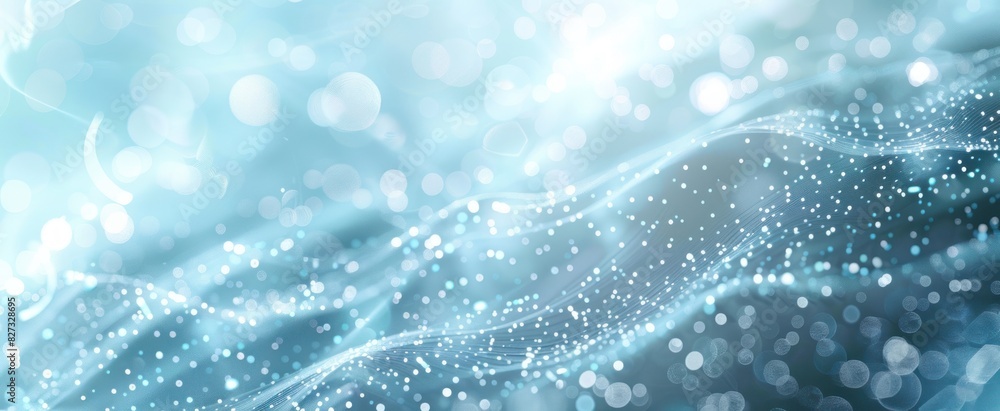 Poster abstract light blue background with blurred white gradient and digital data technology elements