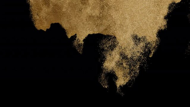 Sand blown by the wind from the bottom to the top 3d rendering transition with alpha channel .