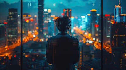 businessman is looking at city