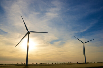 Obraz premium Wind turbine generators for clean electricity production