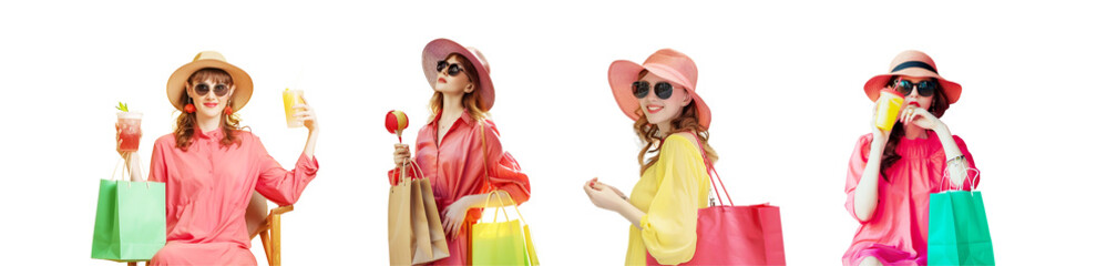 colleciton woman with summer style and shopping bag