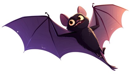 A cartoon bat is depicted on a white background