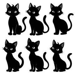 set of images of a black kitten