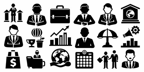 set of icons, business and trade concept