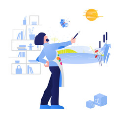 Artist drawing a mural on the wall