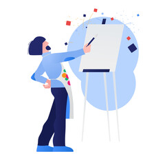 Artist painting on canvas