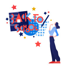 Back to school lettering and teen girl