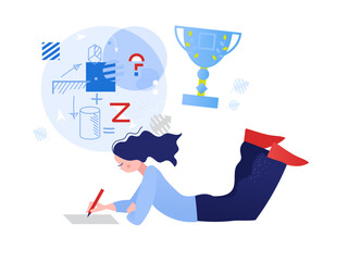 Girl doing math homework