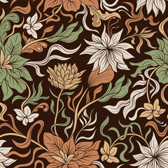 Obraz premium a bohemian style pattern with various colorful plants
