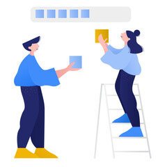 Man and woman making a loading bar