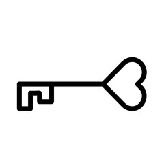 Heart Key Outline Icon - Suitable for Web Page, Mobile App, UI, UX Design