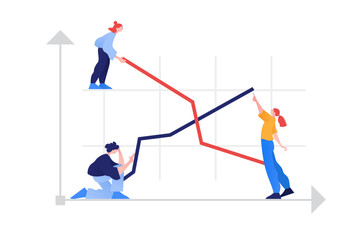 Team making a line graph