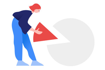 Woman building a pie chart