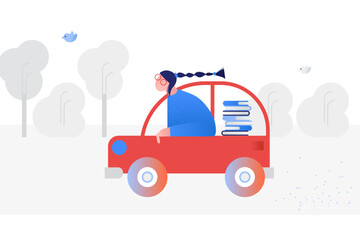 Woman delivering books