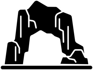 stone illustration mountain silhouette explore logo railroads icon karst outline nature cave tunnel train rock curiosity doline underground dark shape wild claustrophobic cautious for vector graphic
