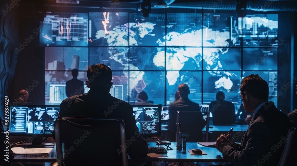 Aufkleber The monitor displays a map of the world with various lines and dots on it