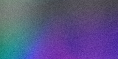 Abstract dark purple gray neon blue green turquoise background. Showcasing a multicolor blurred ultra-wide grainy gradient blur. Ideal for design, banners, wallpapers, templates, posters, and desktops