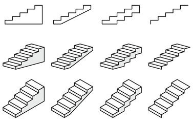 様々な形の階段のベクターイラストセット