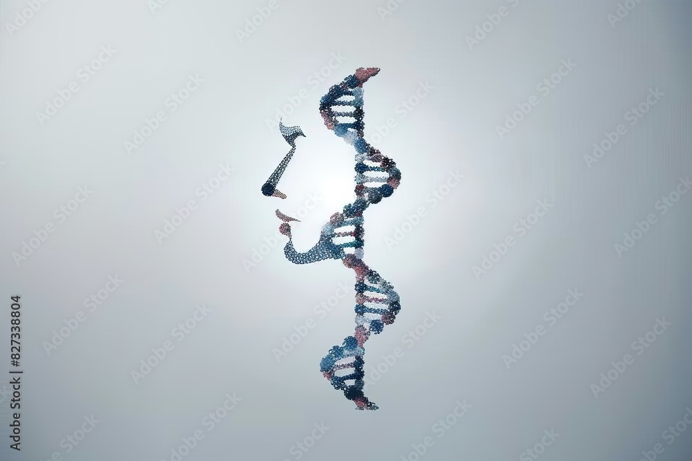 Poster artistic representation of a dna strand transforming into a bird, symbolizing freedom from genetic c