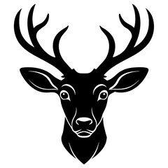 Naklejka premium Deer head silhouette vector illustration.