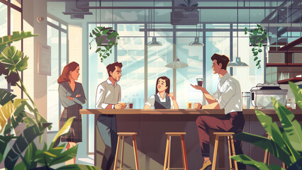 Fototapeta premium Sustainable Sips: Colleagues in Harmony