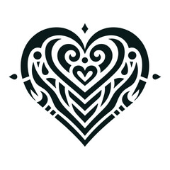 Heart love symbol tribal stencil tattoo design concept