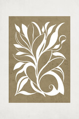 Fashionable illustration in vintage style. Pattern to print for wall decorations. Abstract botanical shapes. Generated by Ai