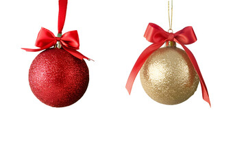 christmas balls with ribbon