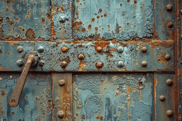 the surface of the iron door is starting to become rusty - generative ai