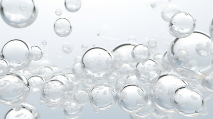 Macro shot of colorful water drops with shallow depth of field. Bubbles floating in water.