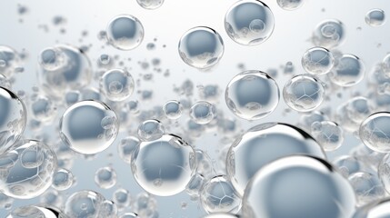 Macro shot of colorful water drops with shallow depth of field. Bubbles floating in water.
