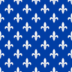 Royal lily seamless pattern. Canadian province of Quebec background. Fleur de Lys vector template for wrapping paper, wallpaper, fabric, etc.