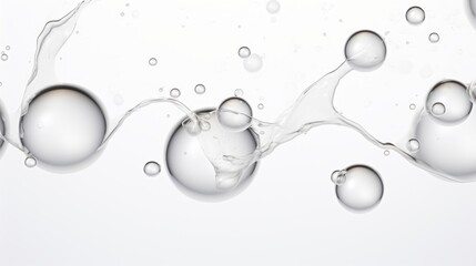 Macro shot of colorful water drops with shallow depth of field. Bubbles floating in water.