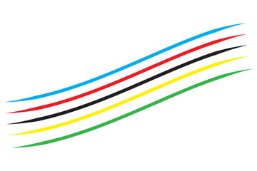 Abstract multicolored lines background. Abstract colorful wave background with Olympics ring colors. Waves, texture, confetti, Vector illustration.