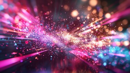 Obraz premium abstract background with a colorful explosion of light particles and bokeh
