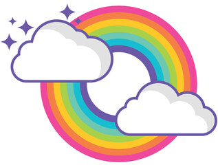 Regenbogen mit Wolken, Vektor