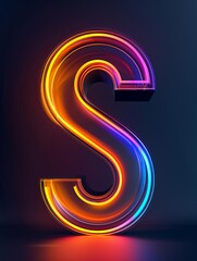 Naklejka premium Create a 3D rendering of the letter S using vibrant neon colors