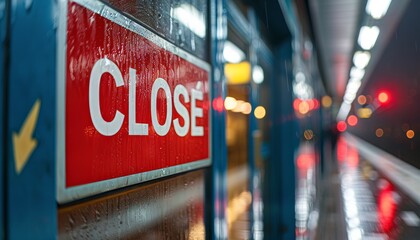 Store door sign featuring a prominent  close  message for optimal visibility and relevance