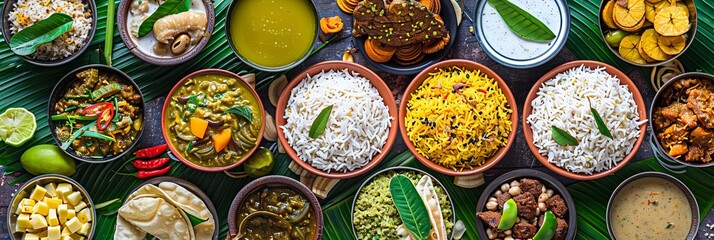 Traditional onam sadhya feast on banana leaves  a documentation of india s rich culinary culture