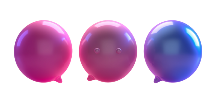 3D speech bubble icon isolated, Shiny pink bubble transparent background - Powered by Adobe