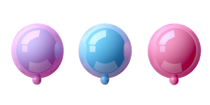 3D  speech bubble icon isolated, Shiny pink bubble transparent background